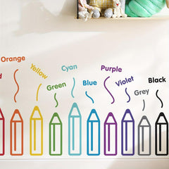 2 Sheets Cartoon Pencil Pattern Stickers Waterproof Vinyl Wall Decor