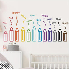 2 Sheets Cartoon Pencil Pattern Stickers Waterproof Vinyl Wall Decor