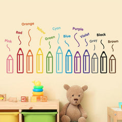 2 Sheets Cartoon Pencil Pattern Stickers Waterproof Vinyl Wall Decor