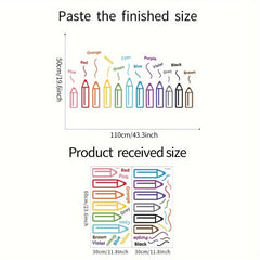 2 Sheets Cartoon Pencil Pattern Stickers Waterproof Vinyl Wall Decor