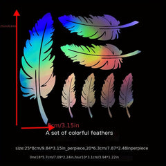 Creative Feather Leaf Car Sticker Glitter Shimmery Self-adhesive