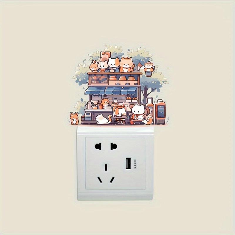 Fast Food Truck Kitten Switch Decorative Sticker