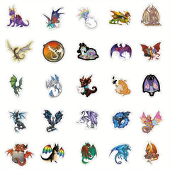 61pcs Dragon Stickers Pack Waterproof For Water Bottle Skateboard Laptop