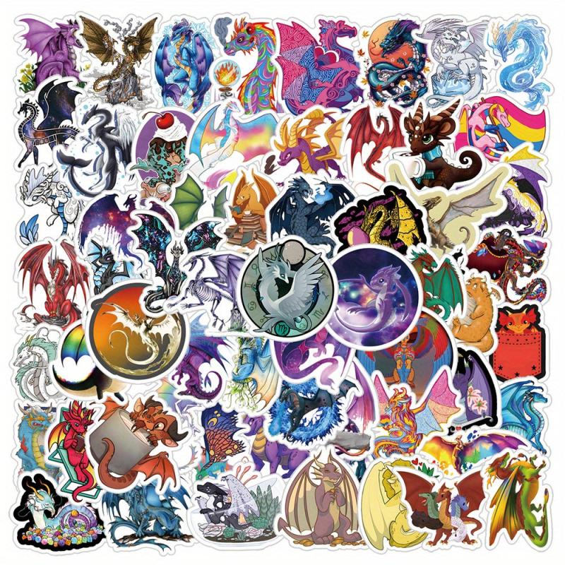 61pcs Dragon Stickers Pack Waterproof For Water Bottle Skateboard Laptop