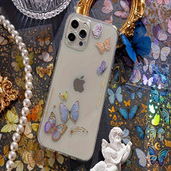 1pc PET 3D Hot Stamping Flat Sticker Butterfly Sparkle Series Retro Butterfly