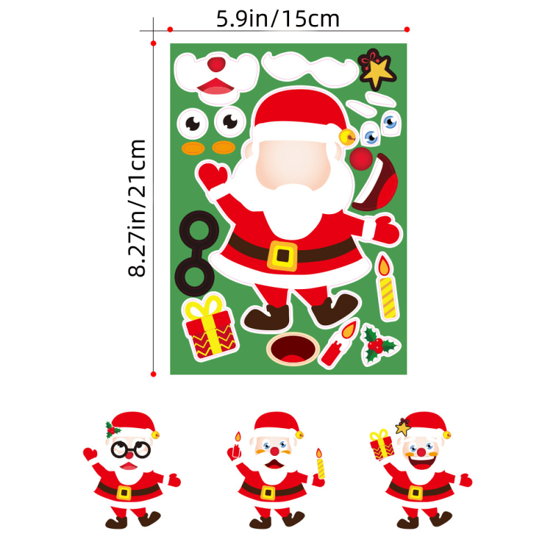 30 Christmas Stickers DIY Santa Snowman Puzzle Cartoon Holiday Decoration