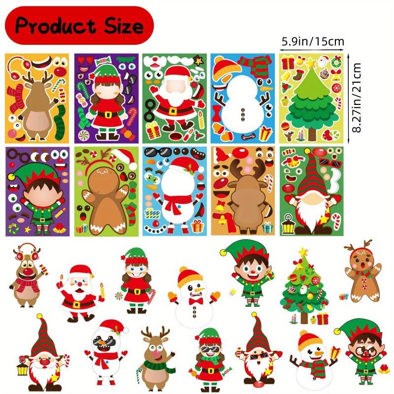 30 Christmas Stickers DIY Santa Snowman Puzzle Cartoon Holiday Decoration