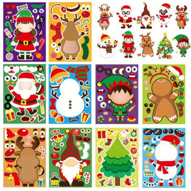 30 Christmas Stickers DIY Santa Snowman Puzzle Cartoon Holiday Decoration