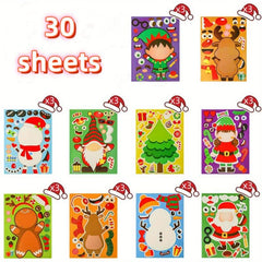 30 Christmas Stickers DIY Santa Snowman Puzzle Cartoon Holiday Decoration