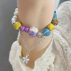 Lucky Cat Beaded Ceramic Bracelet Gift for Friends