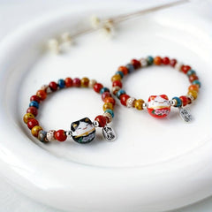 Lucky Cat Beaded Ceramic Bracelet Gift for Friends