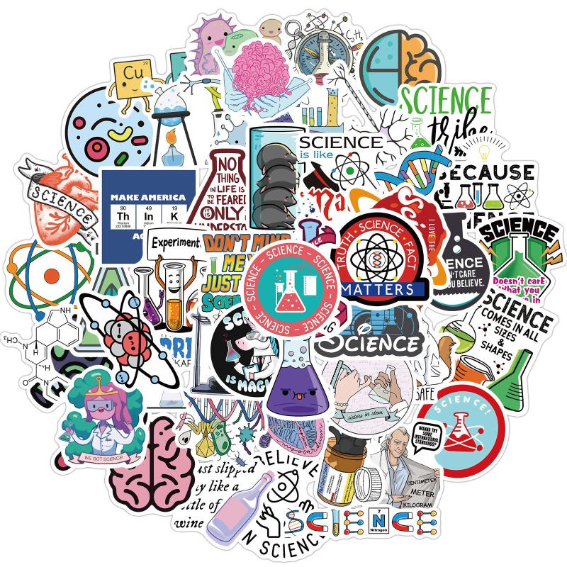 50pcs Cartoon Physical & Chemical Stickers DIY Skateboard Guitar Water Cup Decor