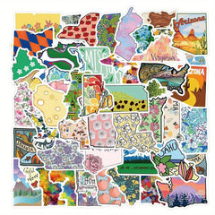 55pcs Colorful Continental Graffiti Stickers for Motorcycle Bag Guitar
