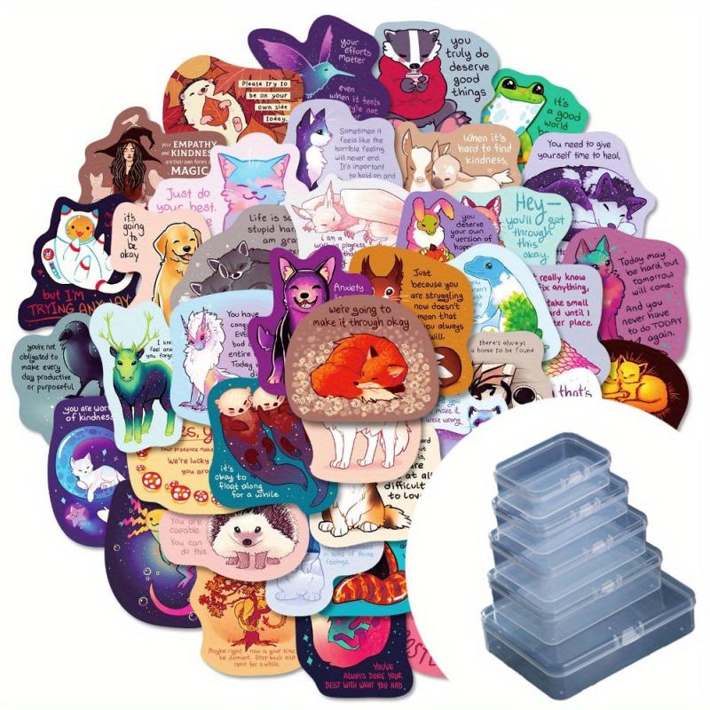 50pcs Healing Text Stickers for Decor Water Cup Luggage Guitar Fun