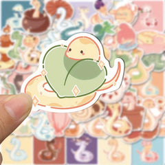 50pcs Cartoon Snake Stickers for Journal Phone Cases Water Bottles
