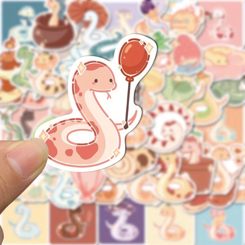 50pcs Cartoon Snake Stickers for Journal Phone Cases Water Bottles