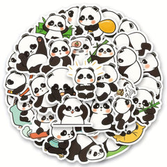 50pcs Cute Panda Vinyl Waterproof Stickers for Laptop Waterbottle Phone