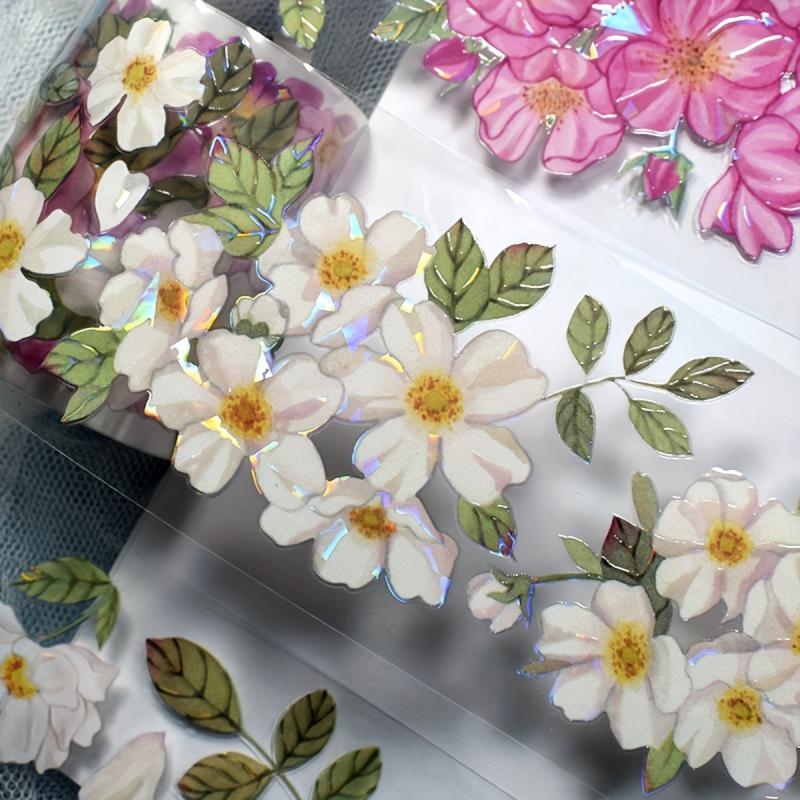 2M PET Tape 3D Rosa Flower Stickers For Diaries - DIY Journal Decorations