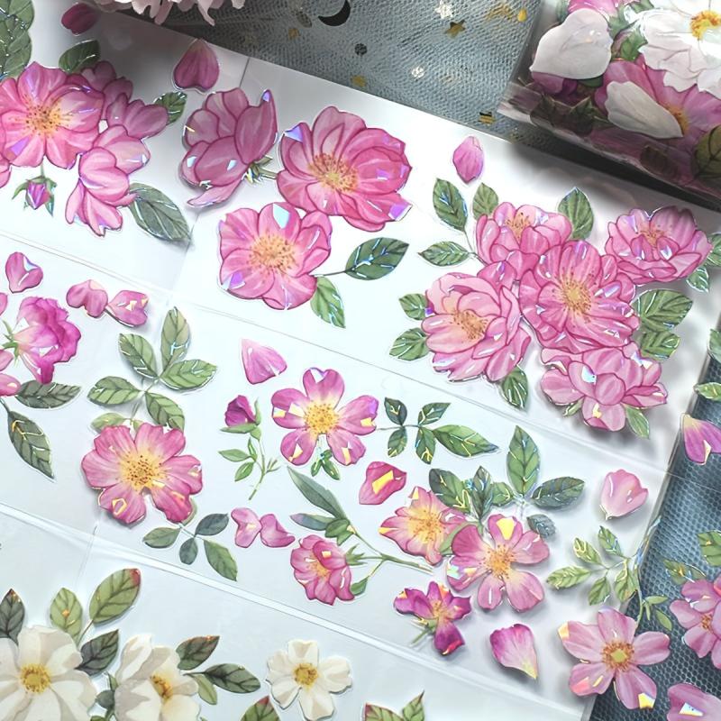 2M PET Tape 3D Rosa Flower Stickers For Diaries - DIY Journal Decorations