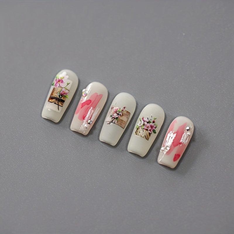 5D Embossed Flower Nail Art Sticker Decals - 1 Sheet