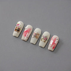 5D Embossed Flower Nail Art Sticker Decals - 1 Sheet