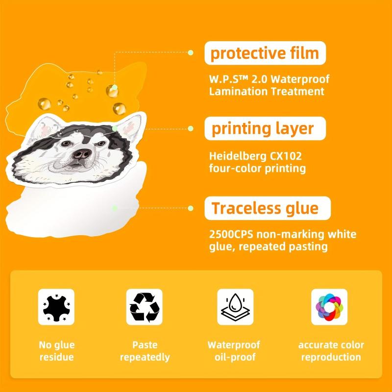 50pcs Cute Dog Waterproof Stickers Decals for Water Bottle Laptop Phone Case