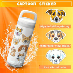 50pcs Cute Dog Waterproof Stickers Decals for Water Bottle Laptop Phone Case
