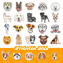 50pcs Cute Dog Waterproof Stickers Decals for Water Bottle Laptop Phone Case
