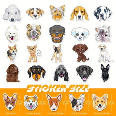 50pcs Cute Dog Waterproof Stickers Decals for Water Bottle Laptop Phone Case