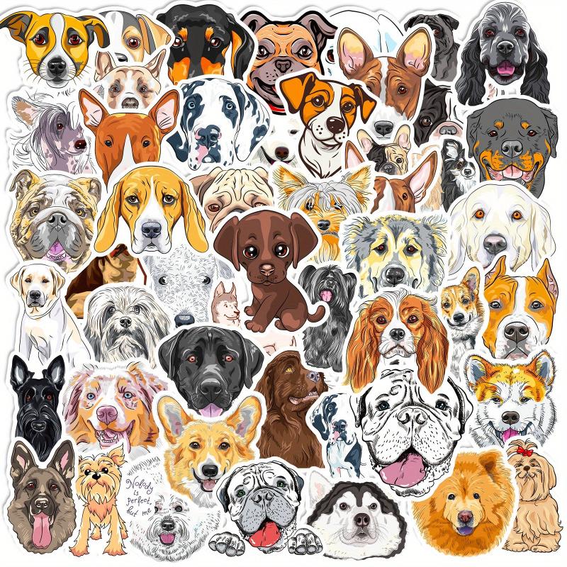50pcs Cute Dog Waterproof Stickers Decals for Water Bottle Laptop Phone Case
