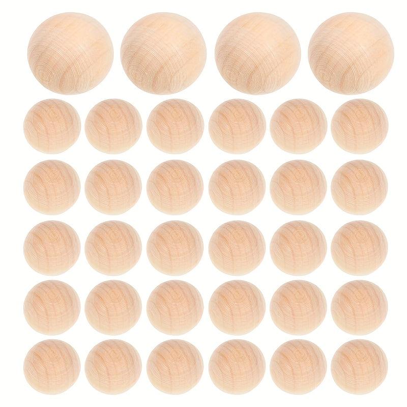 100pcs Lotus Wood Beads Solid Wood Balls DIY Craft Jewelry Supplies