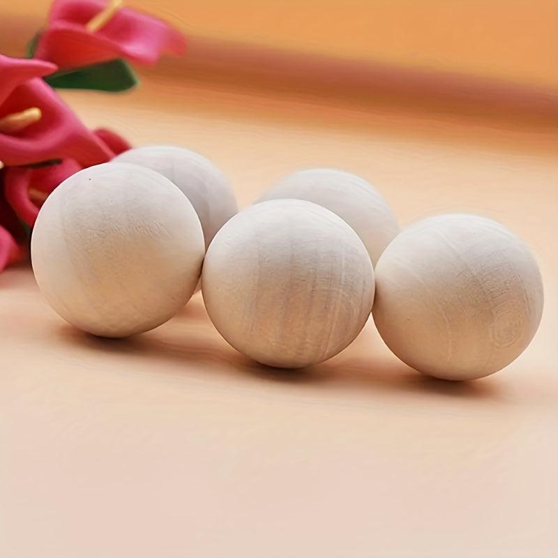 100pcs Lotus Wood Beads Solid Wood Balls DIY Craft Jewelry Supplies