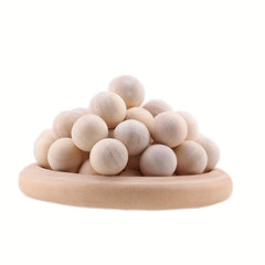 100pcs Lotus Wood Beads Solid Wood Balls DIY Craft Jewelry Supplies
