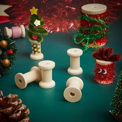 20pcs Wooden Barrel Bobbin Opening for Artistic Crafts DIY Winding Bobbin