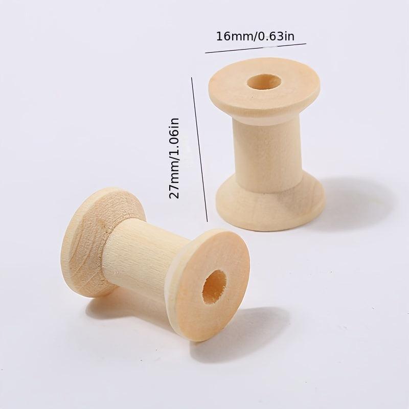 20pcs Wooden Barrel Bobbin Opening for Artistic Crafts DIY Winding Bobbin