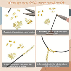 Jewelry Making Accessory Set: 50 Lobster Clasps, 200 Cord Tips, 200 Jump Rings