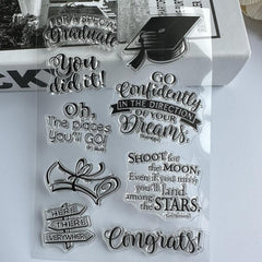 Cartoon Clear Stamps Reusable Stationery for Student Graduation Season