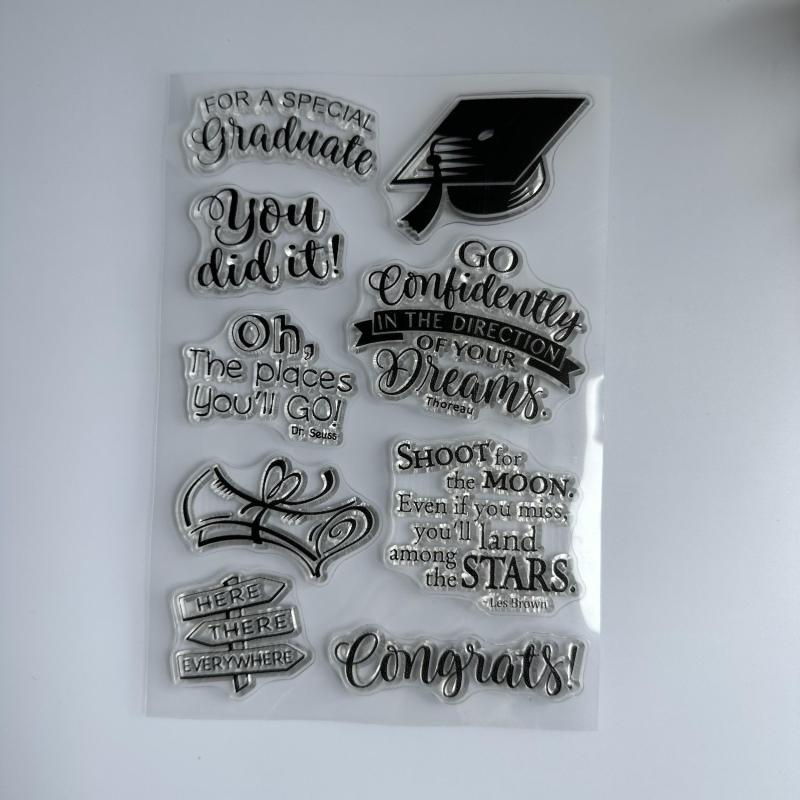 Cartoon Clear Stamps Reusable Stationery for Student Graduation Season