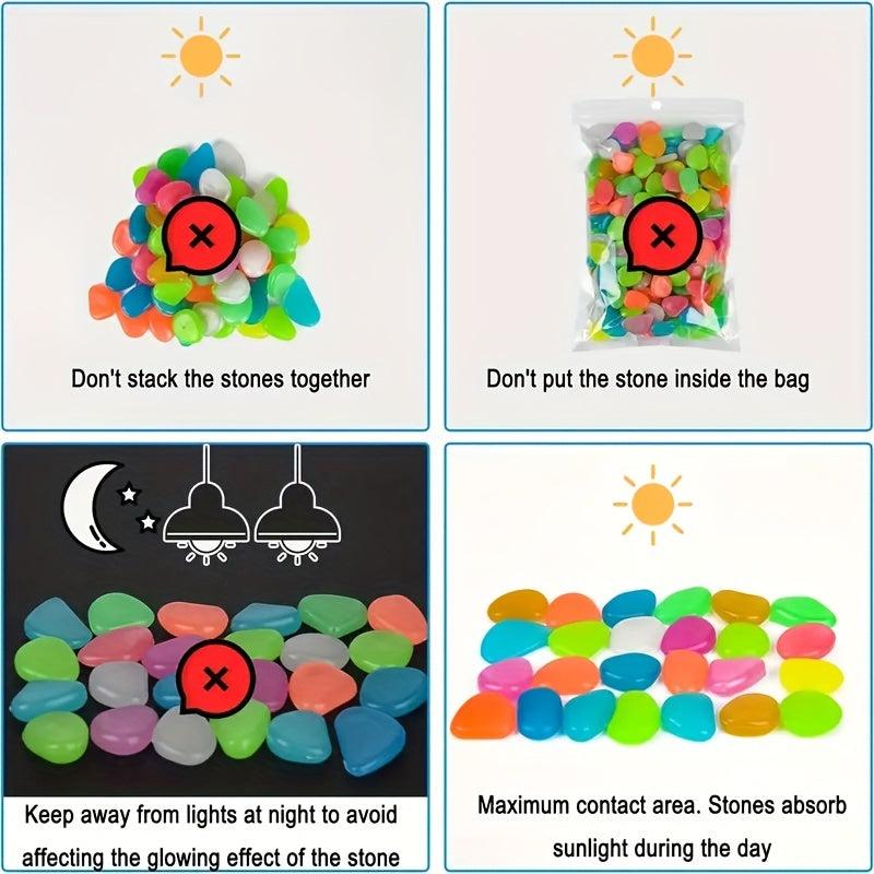 100pcs 200pcs Colorful Luminous Stones for DIY Handcraft Night Glow