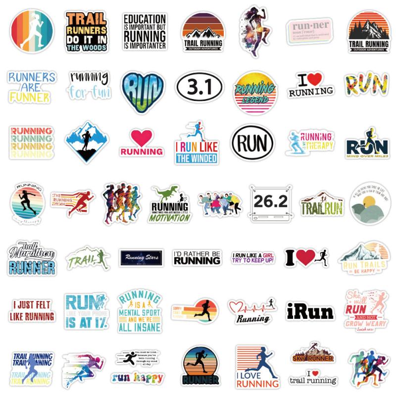 100pcs Running Stickers Run Pack Sport Vinyl Waterproof Stickers Adults
