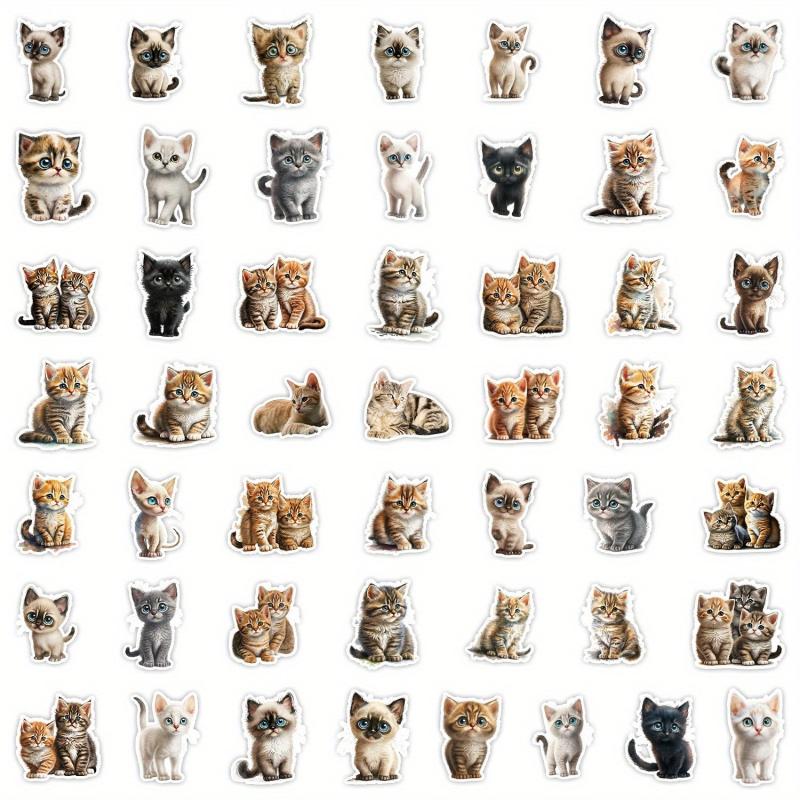 50pcs Big Eyed Cat Stickers for Books Laptops Water Cups Mobile Cases