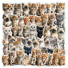 50pcs Big Eyed Cat Stickers for Books Laptops Water Cups Mobile Cases