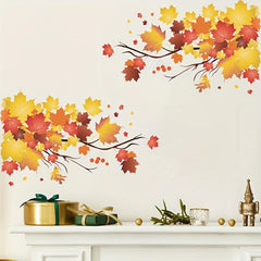 Autumn Maple Leaf Stickers Home Decoration Wall Sticker PVC Self adhesive