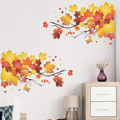 Autumn Maple Leaf Stickers Home Decoration Wall Sticker PVC Self adhesive