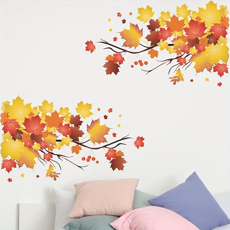 Autumn Maple Leaf Stickers Home Decoration Wall Sticker PVC Self adhesive