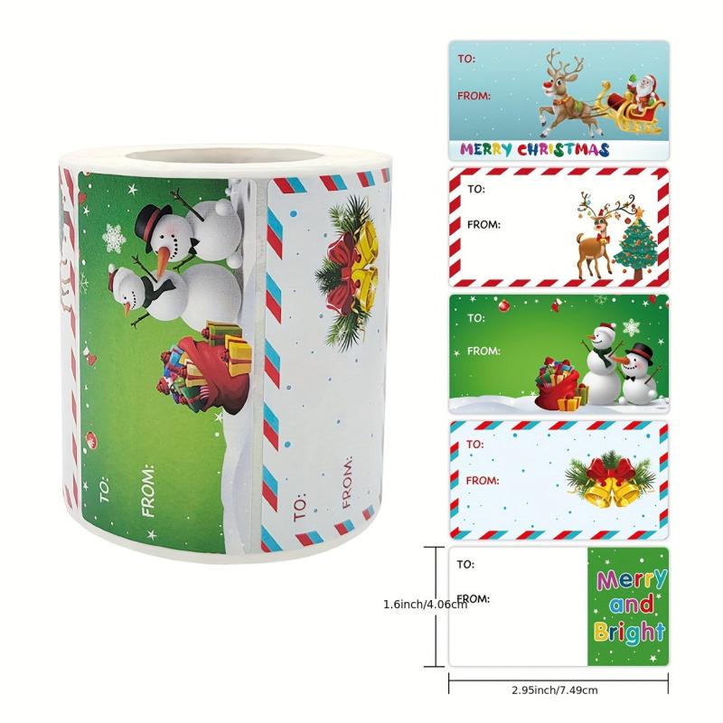 250pcs Large Santa Claus Snowman Party Celebration Gift Label Stickers