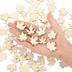 50pcs Maple Leaf Hollowed Out Wood Chips DIY Decoration