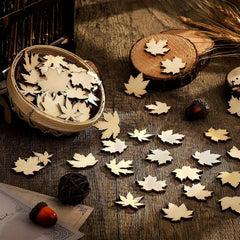 50pcs Maple Leaf Hollowed Out Wood Chips DIY Decoration