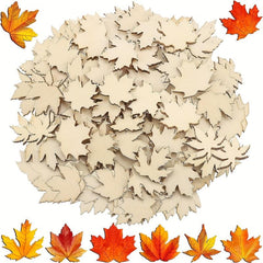 50pcs Maple Leaf Hollowed Out Wood Chips DIY Decoration