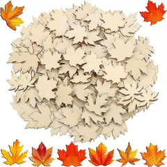 50pcs Maple Leaf Hollowed Out Wood Chips DIY Decoration